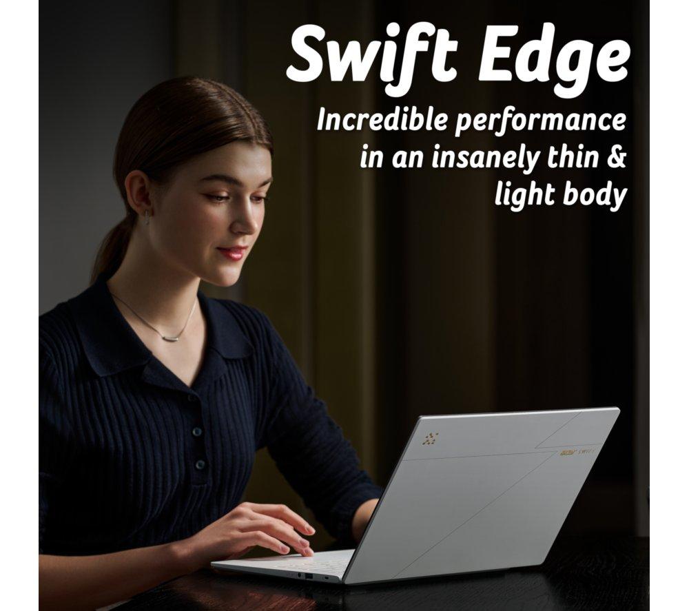 ACER Swift Edge AI 14" Laptop, Copilot+ PC - Intel&reg; Core&trade; Ultra 7, 1 TB SSD, White image number 2 of 12
