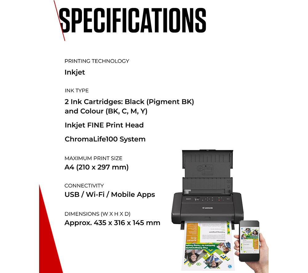 CANON MAXIFY BX110 Wireless Inkjet Portable Printer with Battery image number 6 of 7