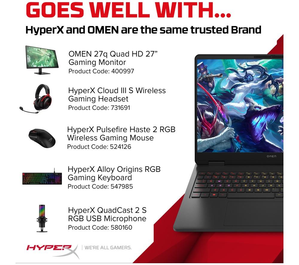 HP OMEN 16-ap0506na 16" Gaming Laptop - AMD Ryzen AI 7, RTX 5060, 1 TB SSD image number 2 of 23