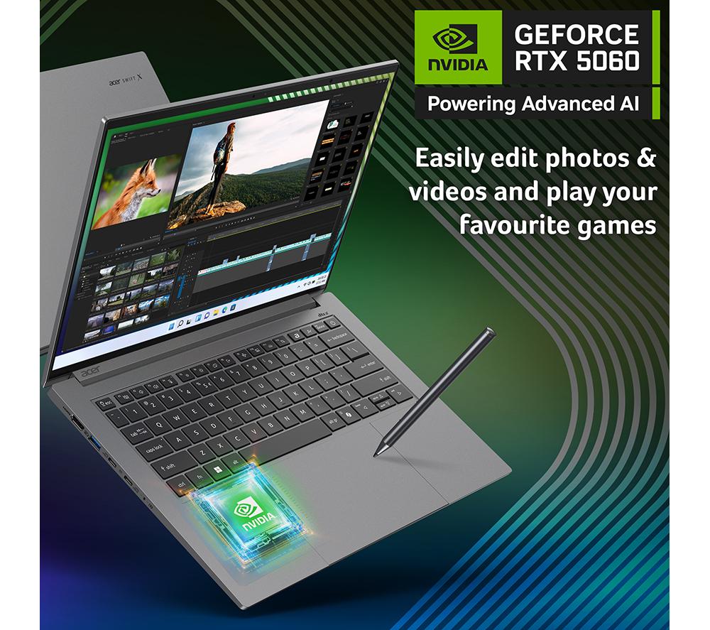 ACER Swift X 14 AI 14.5" Laptop, Copilot+ PC - AMD Ryzen AI 7 350, 2 TB SSD, Grey image number 4 of 10