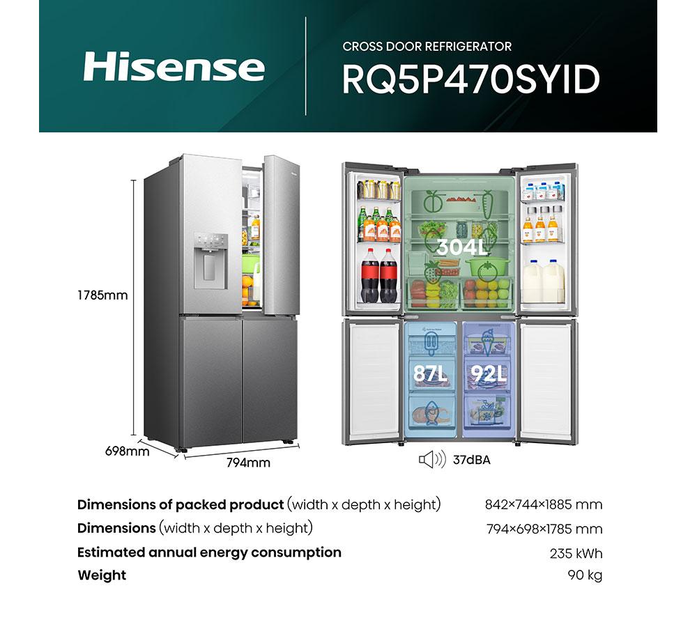 HISENSE PureFlat Slim RQ5P470SYID Fridge Freezer - Silver image number 10 of 14