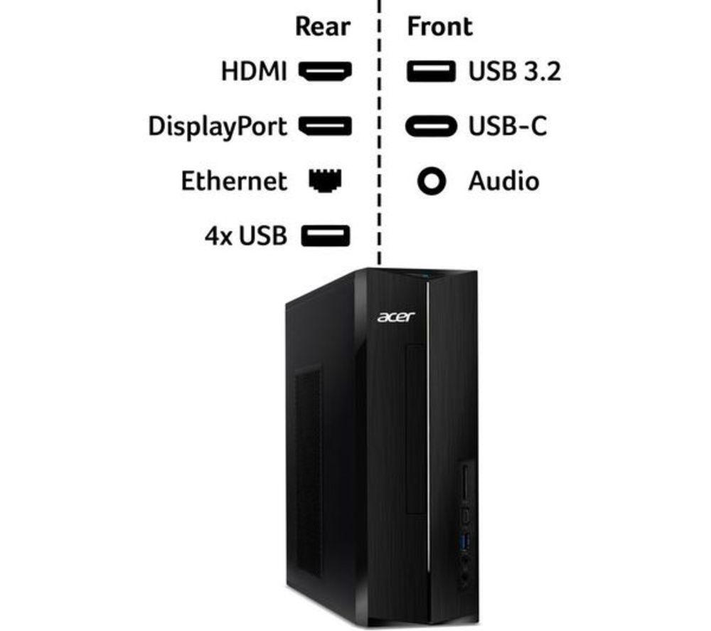 ACER Aspire XC-1710 Refurbished Desktop PC - Intel&reg; Core&trade; i3, 512 GB SSD, Black (Excellent condition) image number 4 of 6