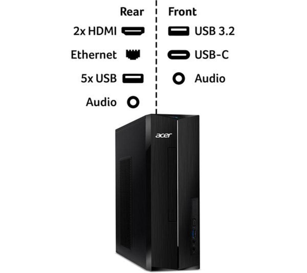 ACER Aspire XC-1780 Refurbished Desktop PC - Intel&reg; Core&trade; i3, 512 GB SSD, Black (Very Good Condition) image number 6 of 6