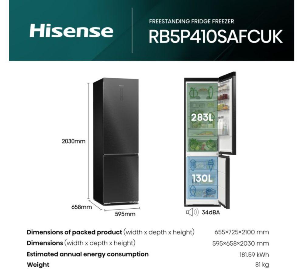 HISENSE Pureflat RB5P410SAFCUK Smart 70/30 Fridge Freezer - Black image number 16 of 17