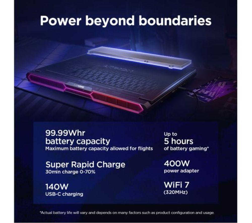 LENOVO Legion Pro 7 16" Refurbished Gaming Laptop - Intel&reg; Core&trade; Ultra 9, RTX 5080, 2 TB SSD (Very Good Condition) image number 9 of 10