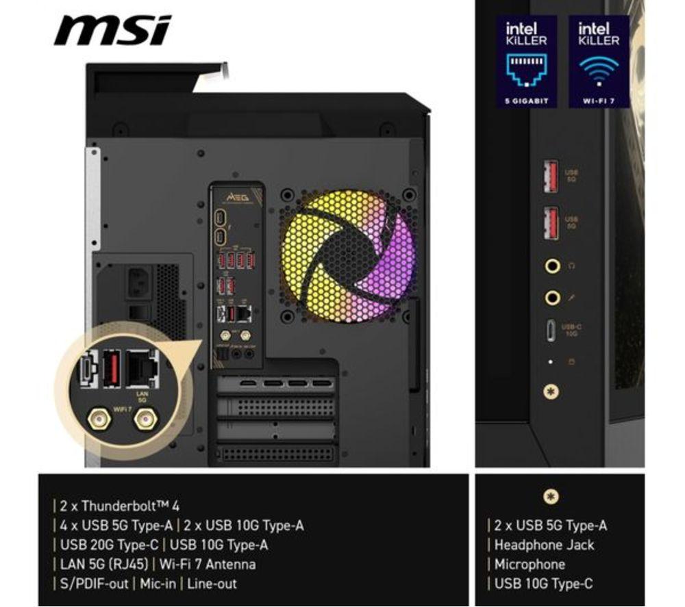 MSI MEG Vision X AI Refurbished Gaming PC - Intel&reg; Core&trade; Ultra 9, RTX 5080, 2 TB SSD (Very Good Condition) image number 9 of 10