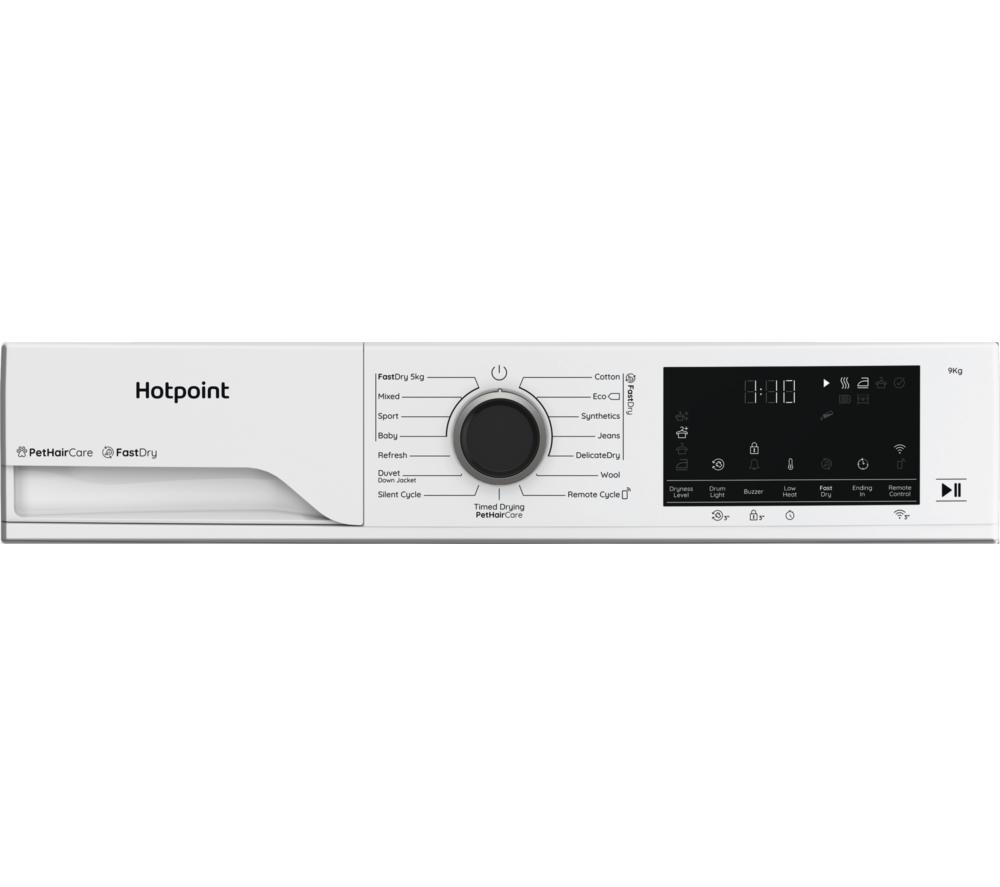 HOTPOINT FabricCare C HD 94M WBS UK WiFi-enabled 9 kg Heat Pump Tumble Dryer - White image number 4 of 13