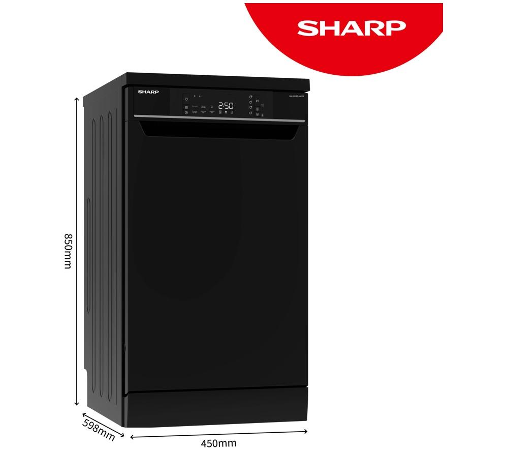 SHARP QW-NS1EF49E0B-EN Slimline Dishwasher - Black image number 2 of 10