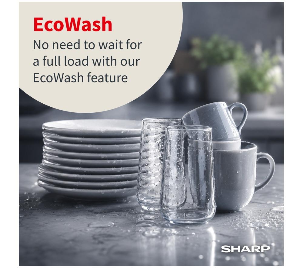 SHARP QW-NS1EF49E0B-EN Slimline Dishwasher - Black image number 5 of 10