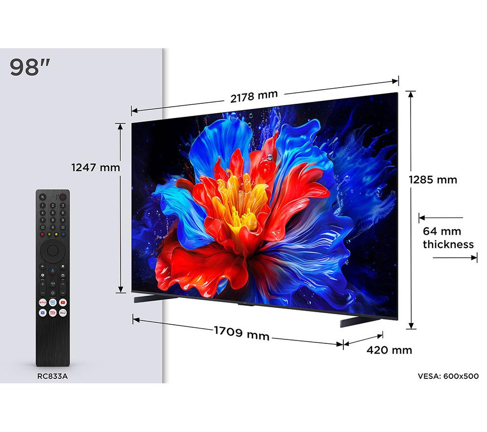 TCL 98P8K 98" Smart 4K Ultra HD HDR QLED TV image number 3 of 18