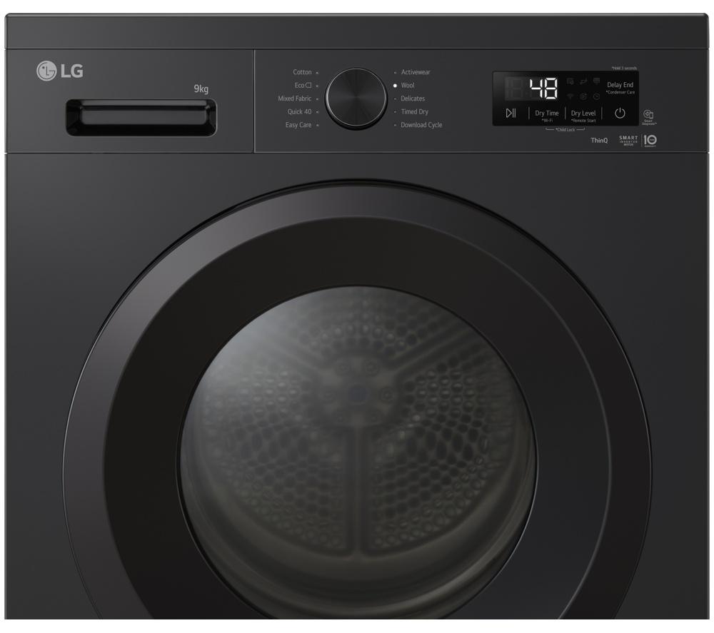 LG Series 2 ThinQ RHX1009NNK 9 kg Heat Pump Tumble Dryer - Onyx Black image number 10 of 12