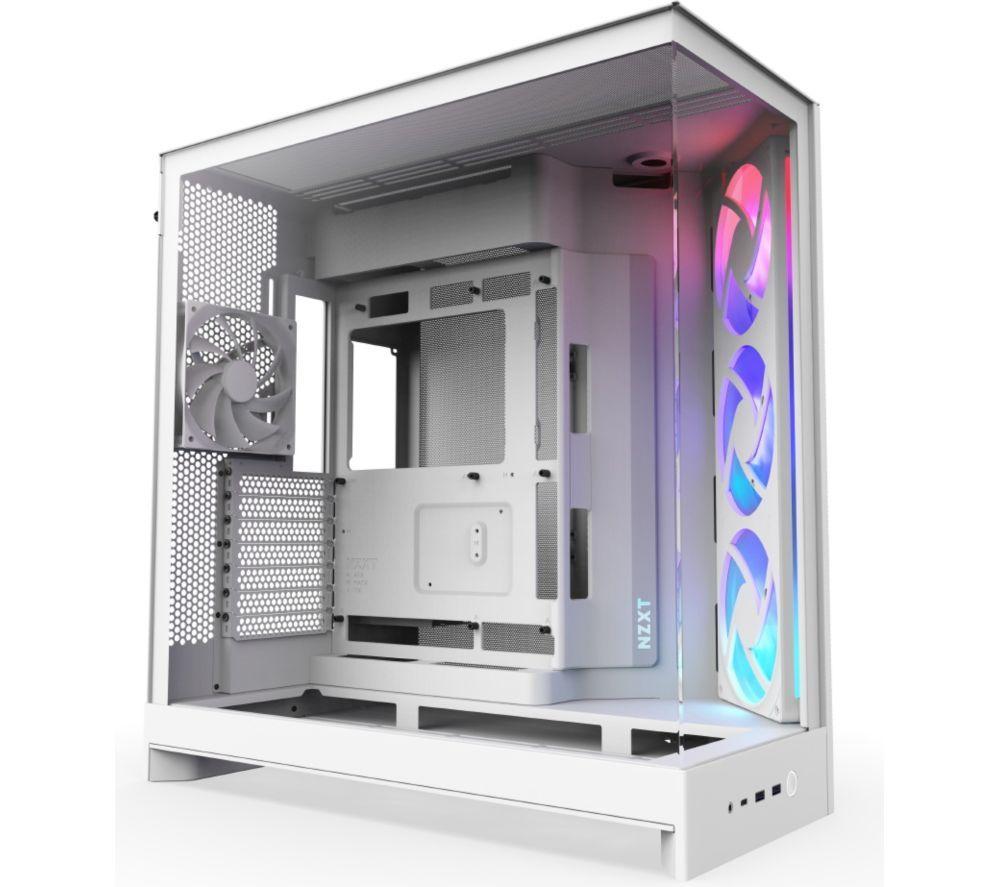 NZXT H9 FLOW RGB ATX Mid-Tower PC Case - White