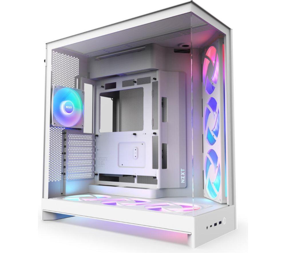 NZXT H9 FLOW RGB+ ATX Mid-Tower PC Case - White