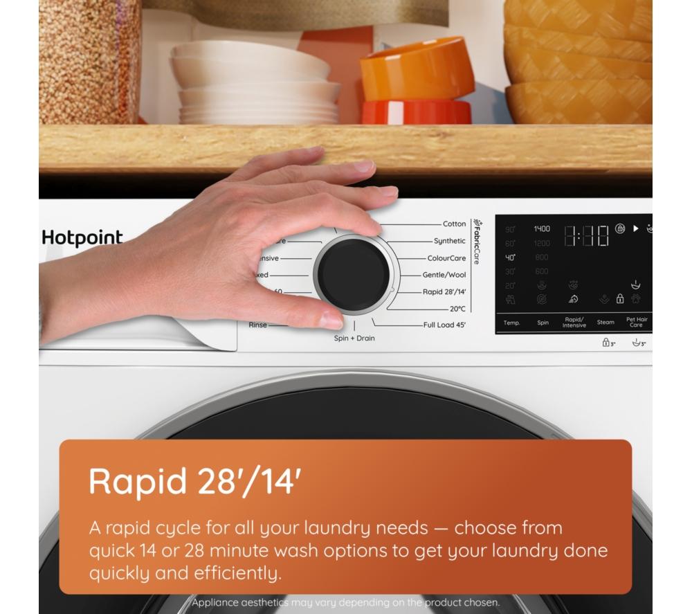 HOTPOINT FabricCare HBCA 93 CARE UK 9 kg 1400 Spin Washing Machine - White image number 12 of 14