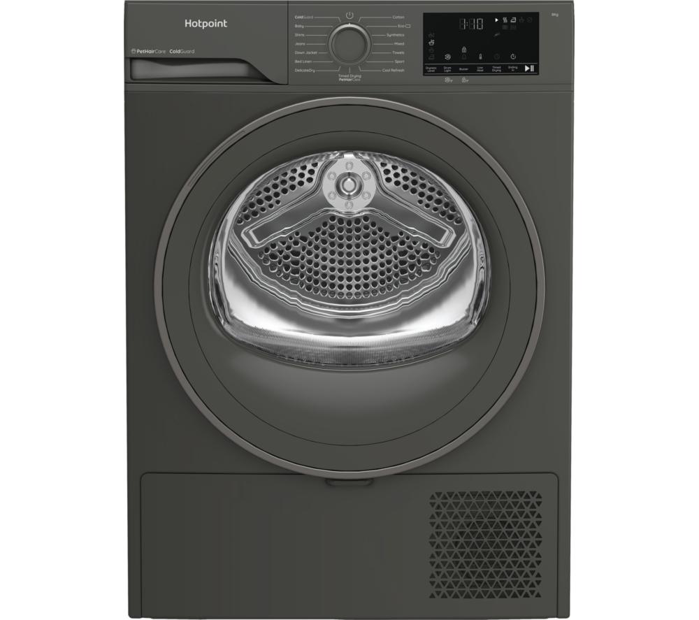 HOTPOINT C HSD 82M GG UK 8 kg Heat Pump Tumble Dryer – Dark Grey, Silver/Grey