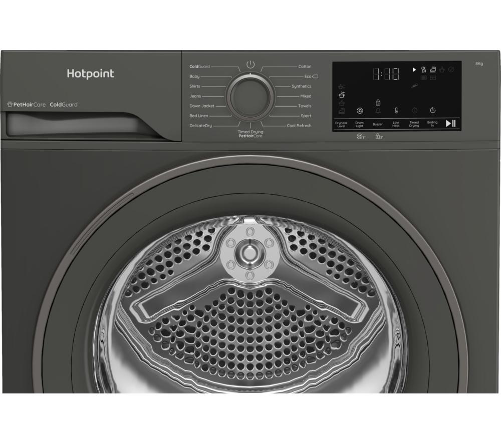 HOTPOINT PetHairCare C HSD 82M GG UK 8 kg Heat Pump Tumble Dryer - Dark Grey image number 3 of 13