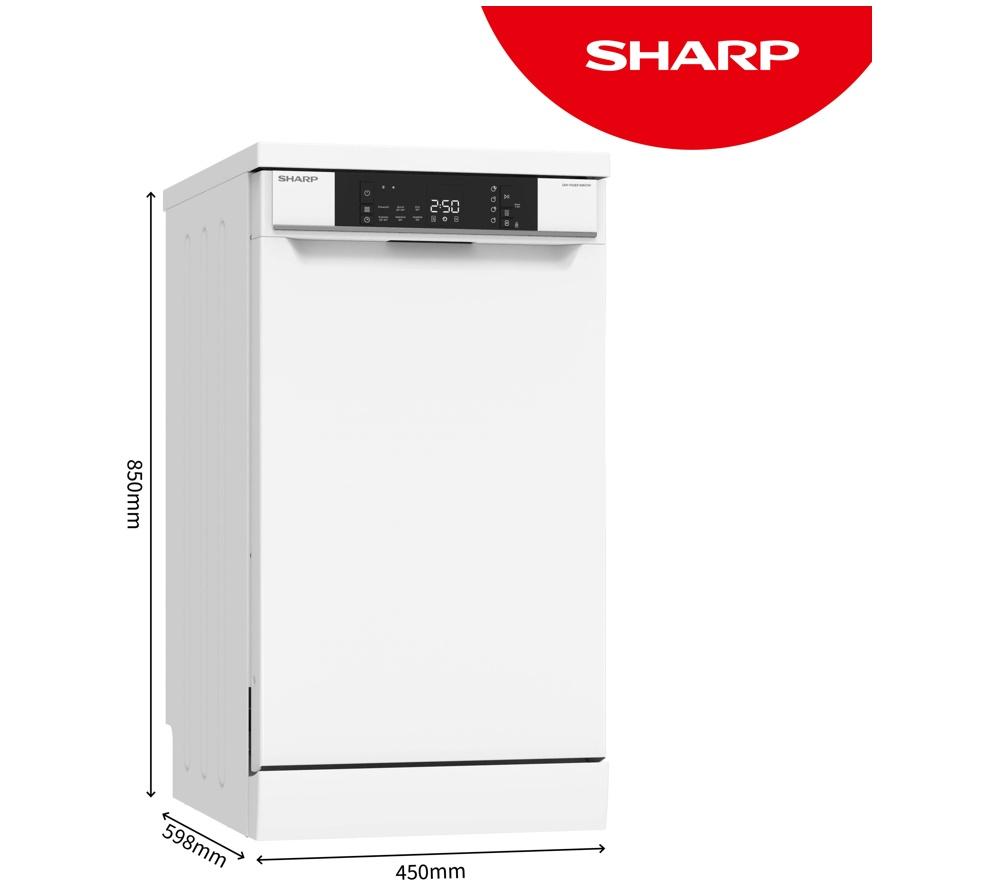 SHARP QW-NS1EF49E0W-EN Slimline Dishwasher - White image number 2 of 10
