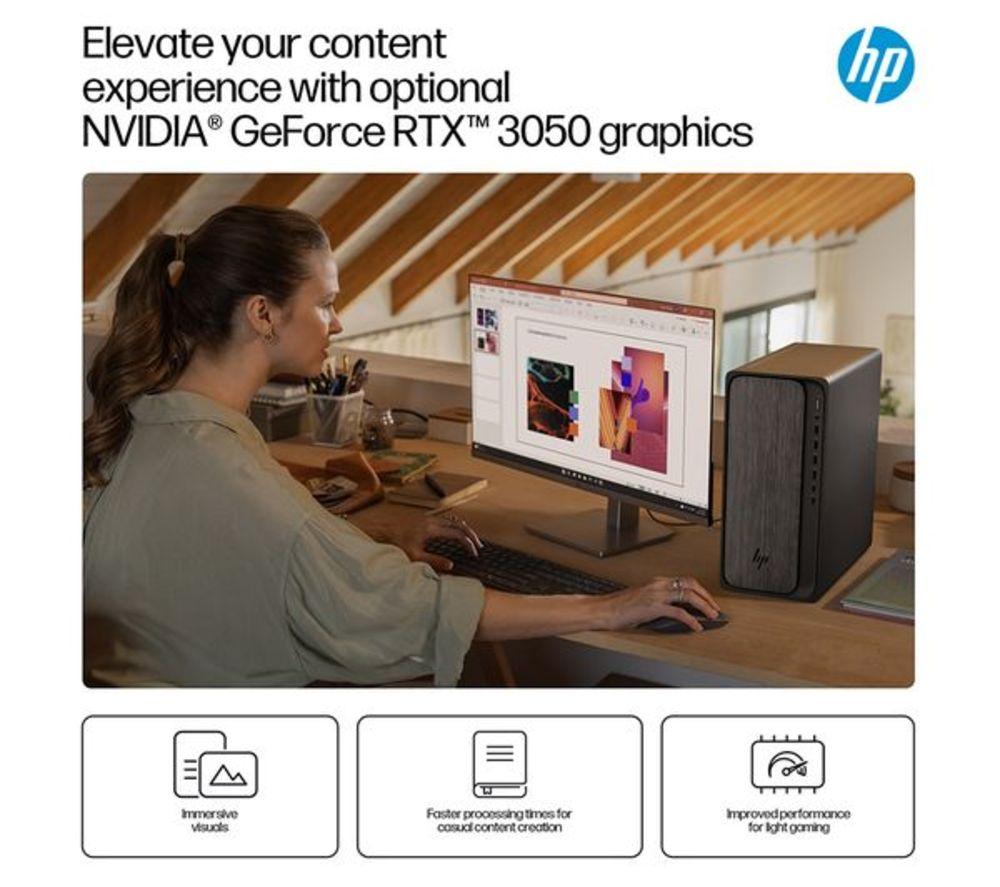 HP OmniDesk M02-0000na Refurbished Desktop PC - AMD Ryzen 5, 512 GB SSD, Grey Wood (Very Good Condition) image number 5 of 18
