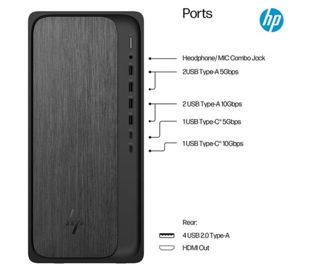 HP OmniDesk M02-0000na Refurbished Desktop PC - AMD Ryzen 5, 512 GB SSD, Grey Wood (Very Good Condition) image number 7 of 18