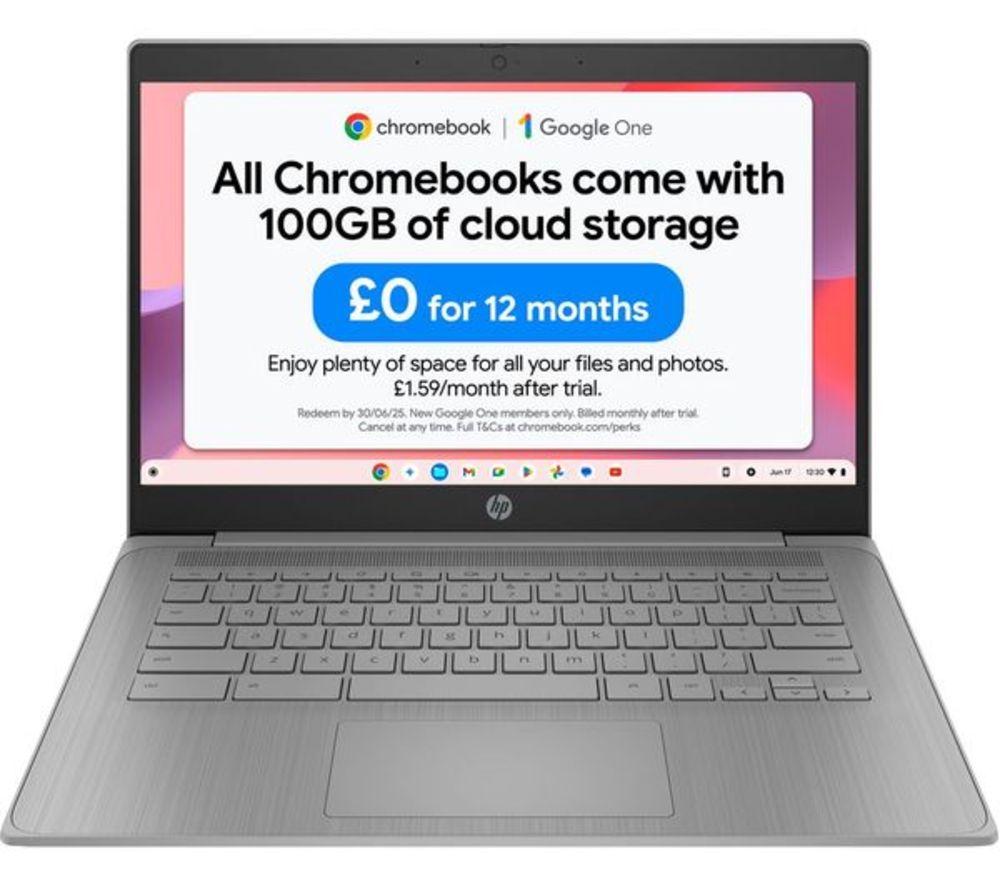 Hp 14A-Ne1500sa 14" Refurbished Chromebook - Intel®Celeron, 64 Gb Emmc, Grey (Excellent Condition), Silver/Grey