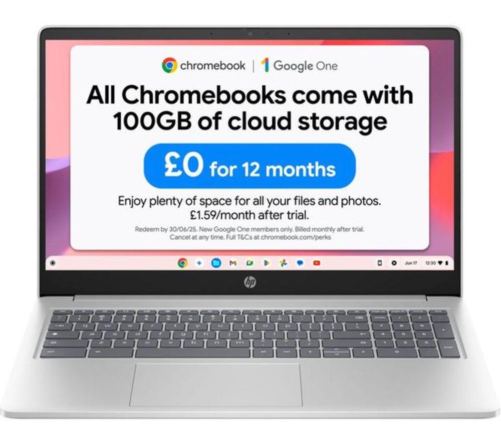 Hp 15A-Nb0503sa 15.6" Refurbished Chromebook - Intel®N100, 128 Gb Ufs, Silver (Very Good Condition), Silver/Grey