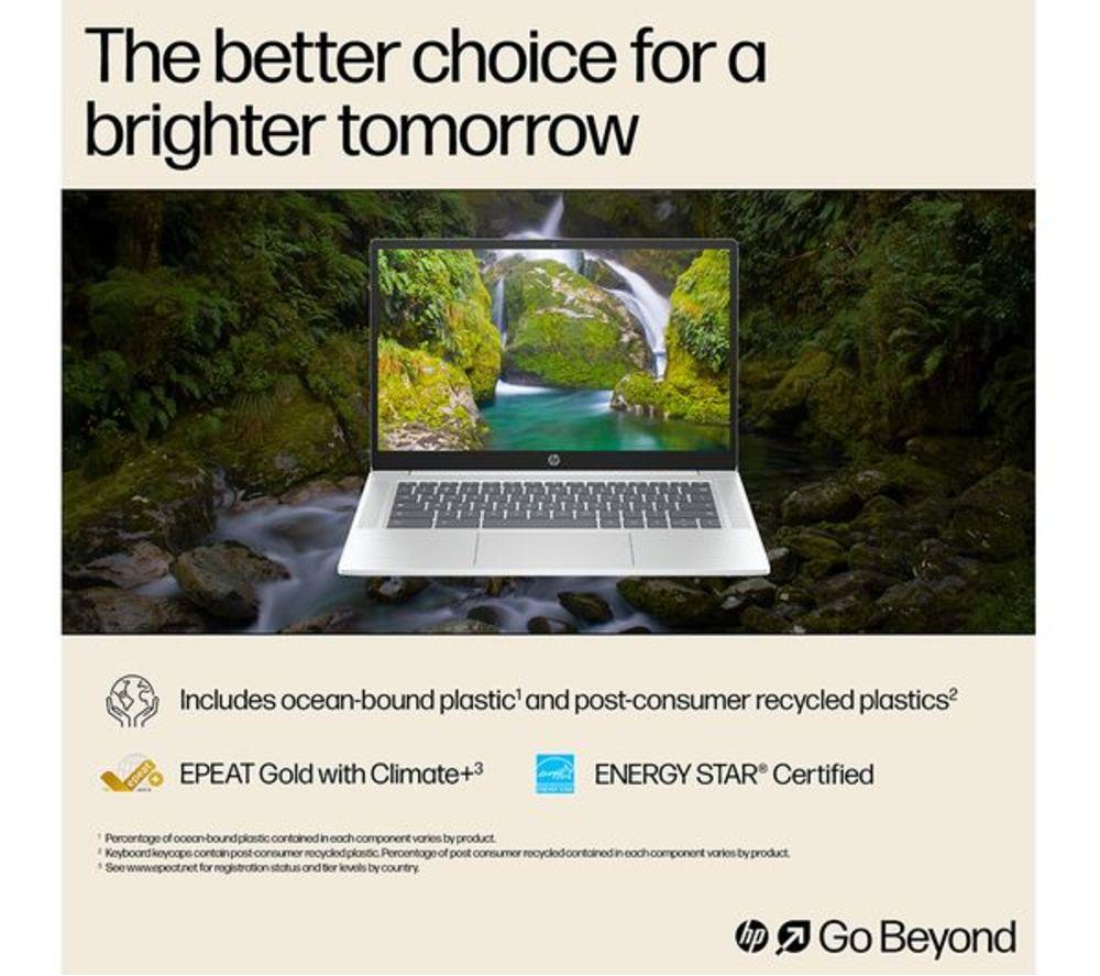HP 14a-nf0501sa 14" Refurbished Chromebook - Intel&reg; N100, 128 GB UFS, Silver (Very Good Condition) image number 14 of 18