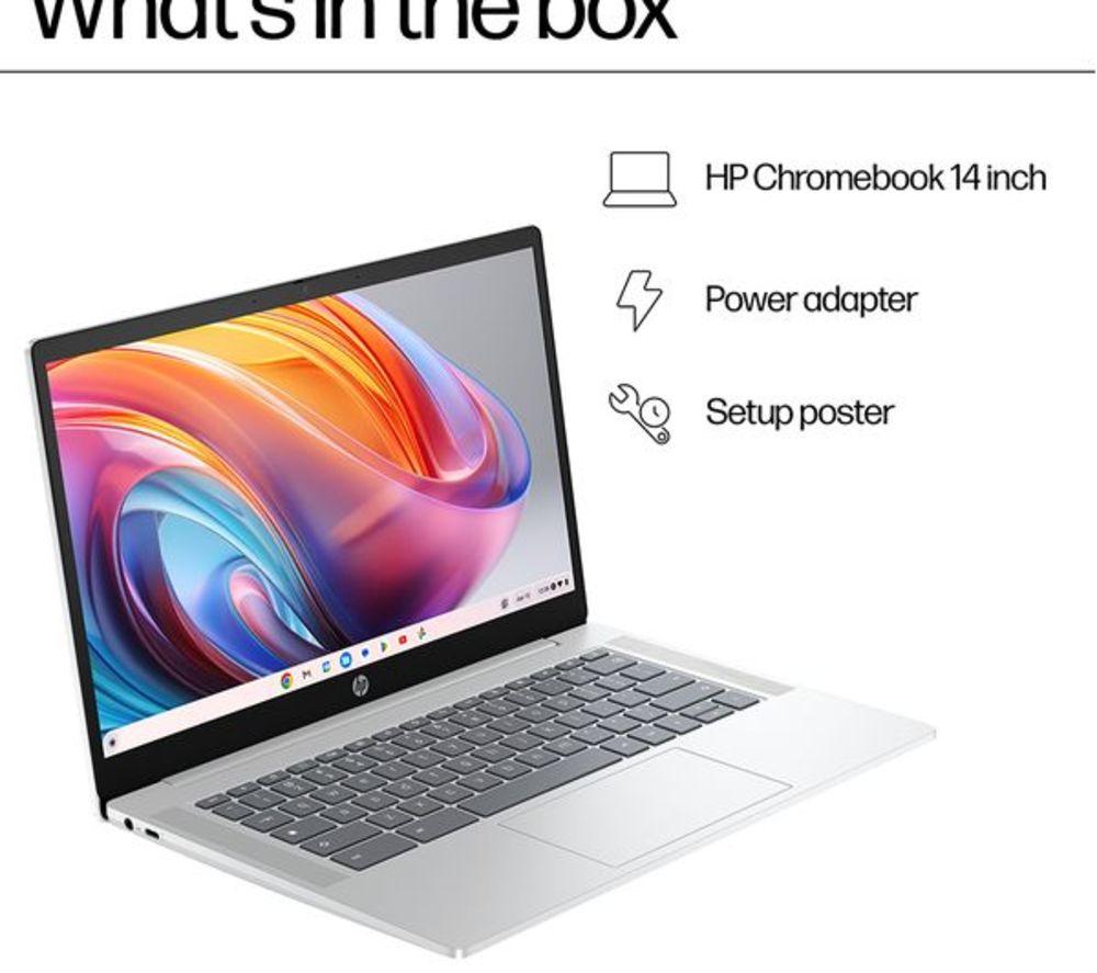 HP 14a-nf0501sa 14" Refurbished Chromebook - Intel&reg; N100, 128 GB UFS, Silver (Very Good Condition) image number 15 of 18