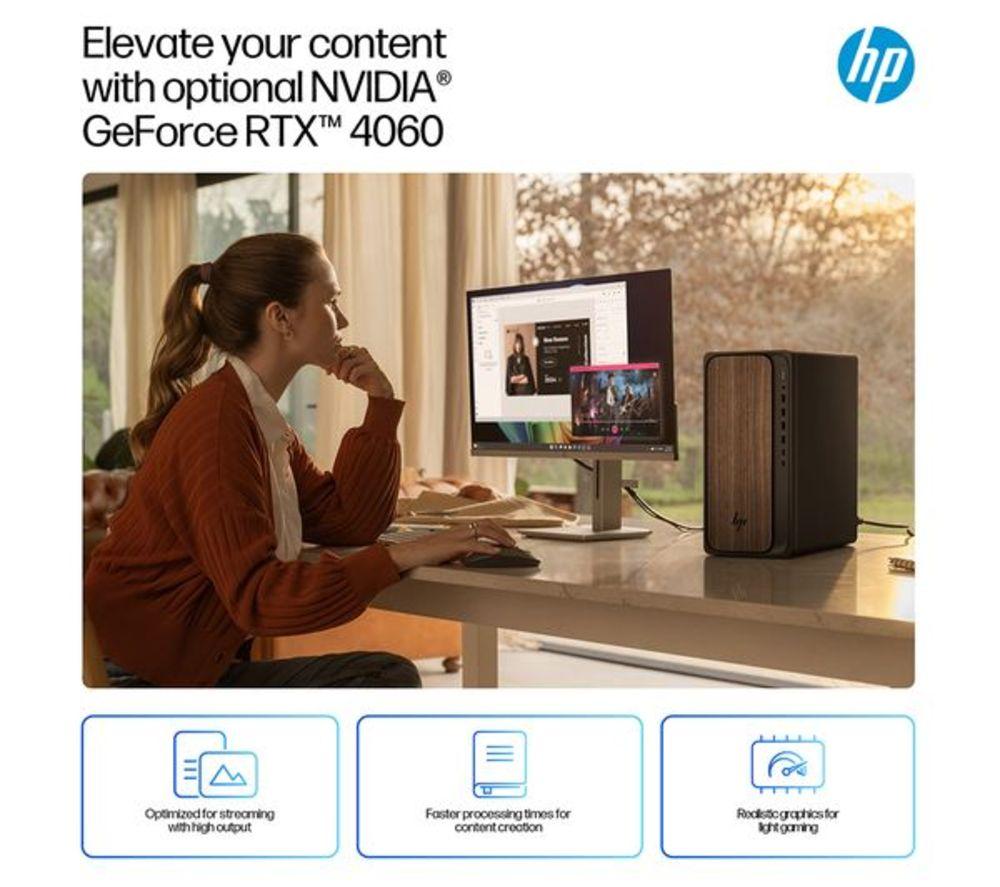 HP OmniDesk M03-0000na AI Refurbished Desktop PC - Intel&reg; Core&trade; Ultra 7, 1 TB SSD, Dark Wood (Very Good Condition) image number 4 of 19