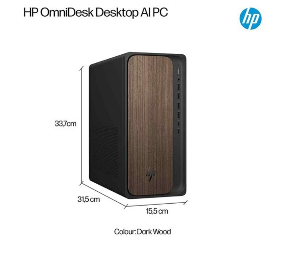 HP OmniDesk M03-0000na AI Refurbished Desktop PC - Intel&reg; Core&trade; Ultra 7, 1 TB SSD, Dark Wood (Very Good Condition) image number 7 of 19