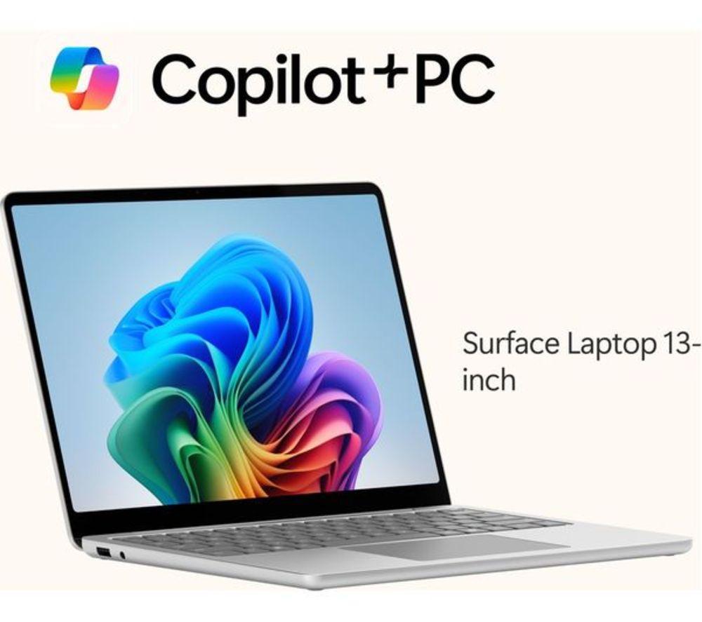 MICROSOFT 13" Refurbished Surface Laptop, Copilot+ PC - Snapdragon X Plus, 512 GB SSD, Platinum (Very Good Condition) image number 2 of 14