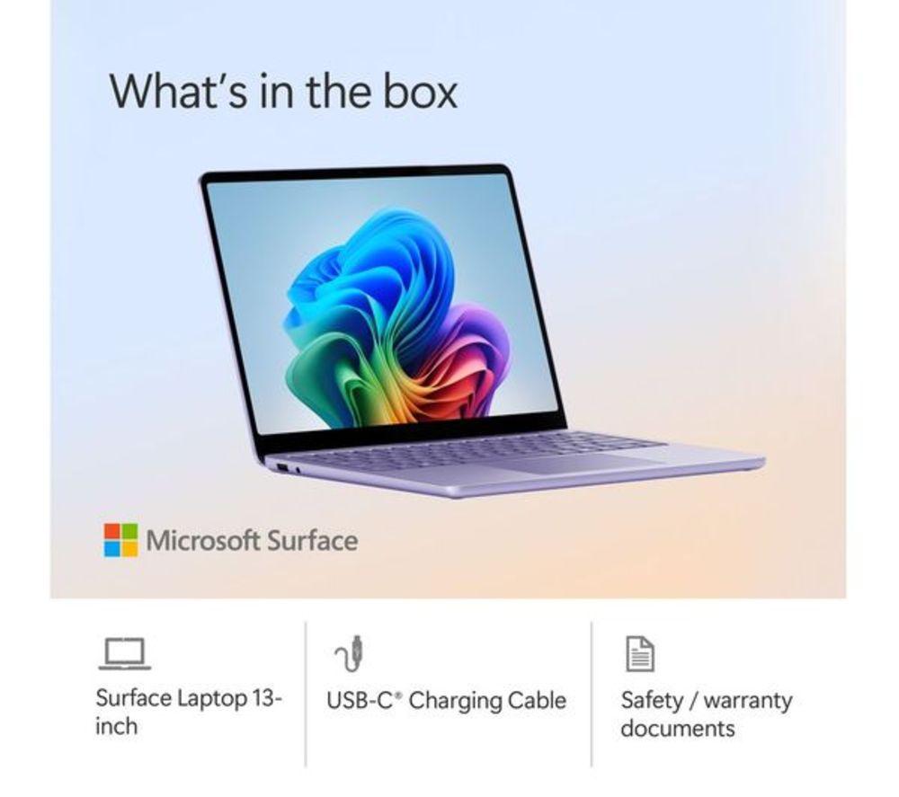 MICROSOFT 13" Refurbished Surface Laptop, Copilot+ PC - Snapdragon X Plus, 512 GB SSD, Purple (Excellent Condition) image number 2 of 14