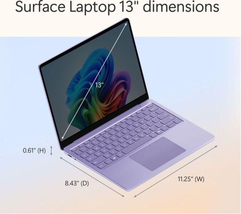 MICROSOFT 13" Refurbished Surface Laptop, Copilot+ PC - Snapdragon X Plus, 512 GB SSD, Purple (Excellent Condition) image number 14 of 14