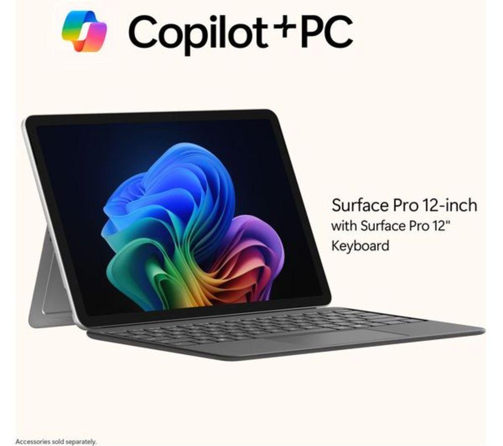 MICROSOFT 12" Refurbished Surface Pro, Copilot+ PC - Snapdragon X Plus, 256 GB SSD, Platinum (Excellent Condition) image number 2 of 16