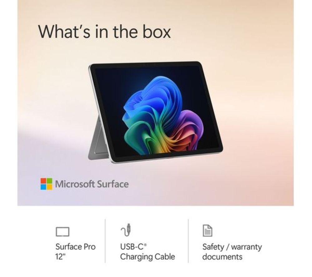 MICROSOFT 12" Refurbished Surface Pro, Copilot+ PC - Snapdragon X Plus, 256 GB SSD, Platinum (Excellent Condition) image number 16 of 16