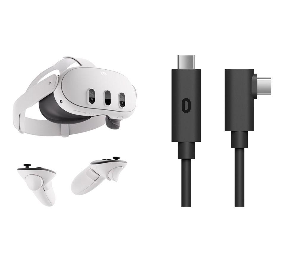 Meta Quest 3 Mixed Reality Headset & Quest Link Cable Usb Type-C Bundle