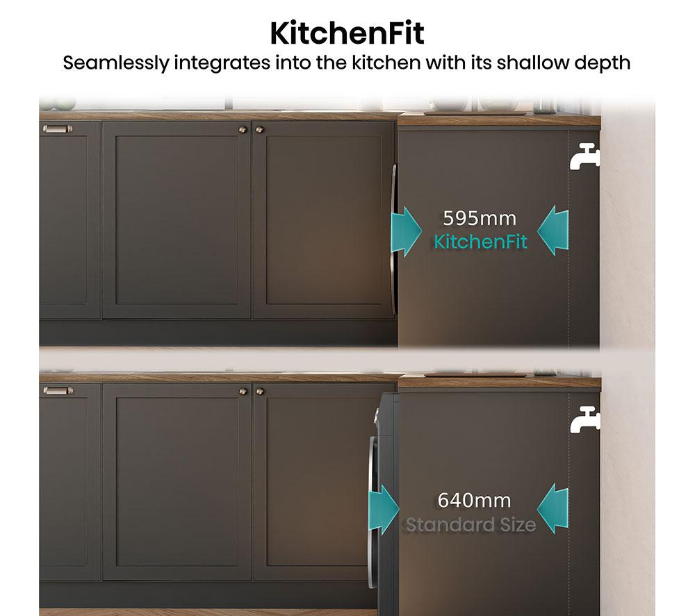 HISENSE KitchenFit 5i Series WF5I1245BBR WiFi-enabled 12 kg 1400 Spin Washing Machine - Black image number 3 of 28