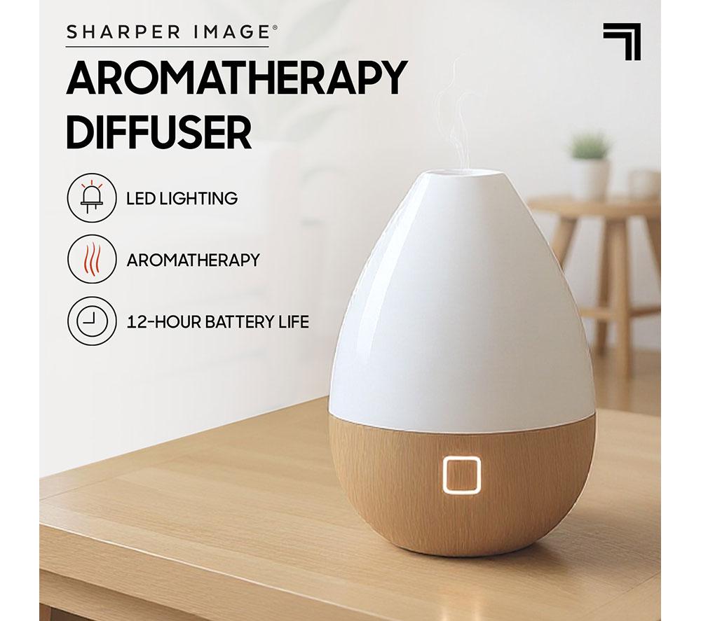 SHARPER IMAGE Mist Diffuser with USB Dark Wood Base - White & Brown image number 2 of 4