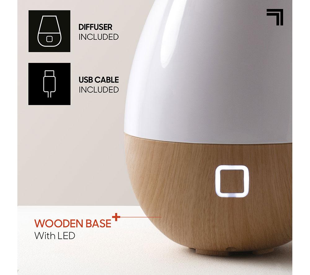 SHARPER IMAGE Mist Diffuser with USB Dark Wood Base - White & Brown image number 4 of 4