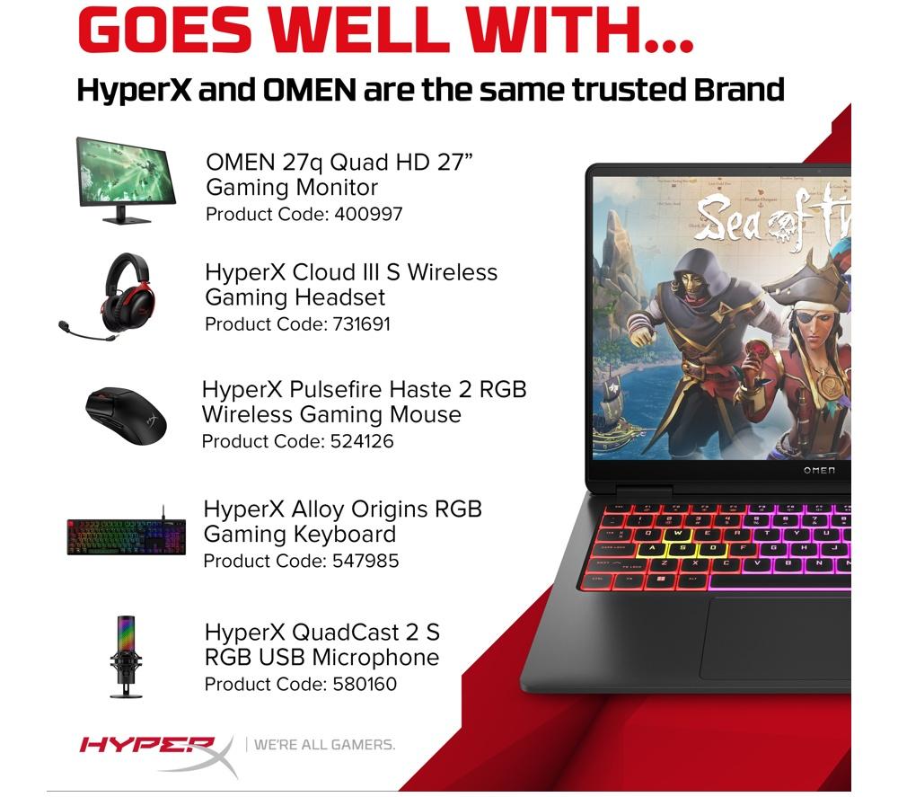 HP OMEN Transcend 14-fb1509na 14" Gaming Laptop - Intel&reg; Core&trade; Ultra 9, RTX 5070, 1 TB SSD image number 2 of 22