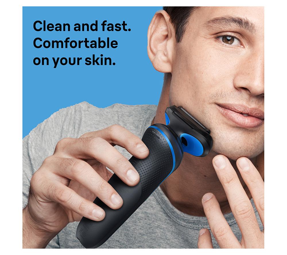 BRAUN Series 5 52-B7000cc Wet & Dry Shaver with SmartCare Centre - Blue image number 2 of 7