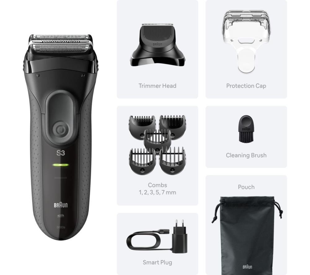 BRAUN Series 3+ 3000BT Electric Foil Shaver - Grey image number 6 of 6