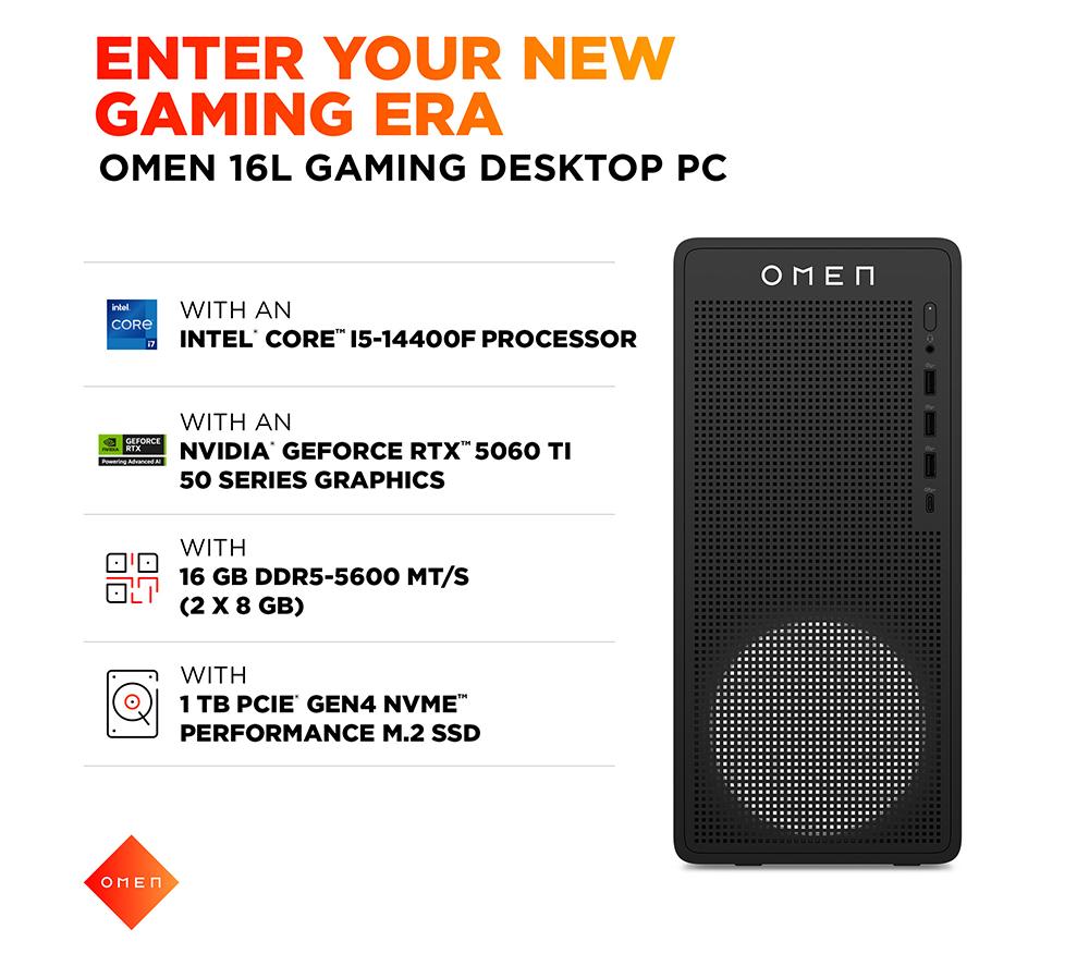 HP OMEN 16L Gaming PC - Intel&reg; Core&trade; i5, RTX 5060 Ti, 1 TB SSD image number 3 of 17