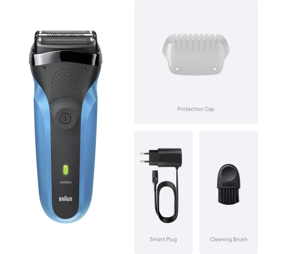 BRAUN Series 3 310s Electric Wet & Dry Shaver - Black & Blue image number 6 of 6