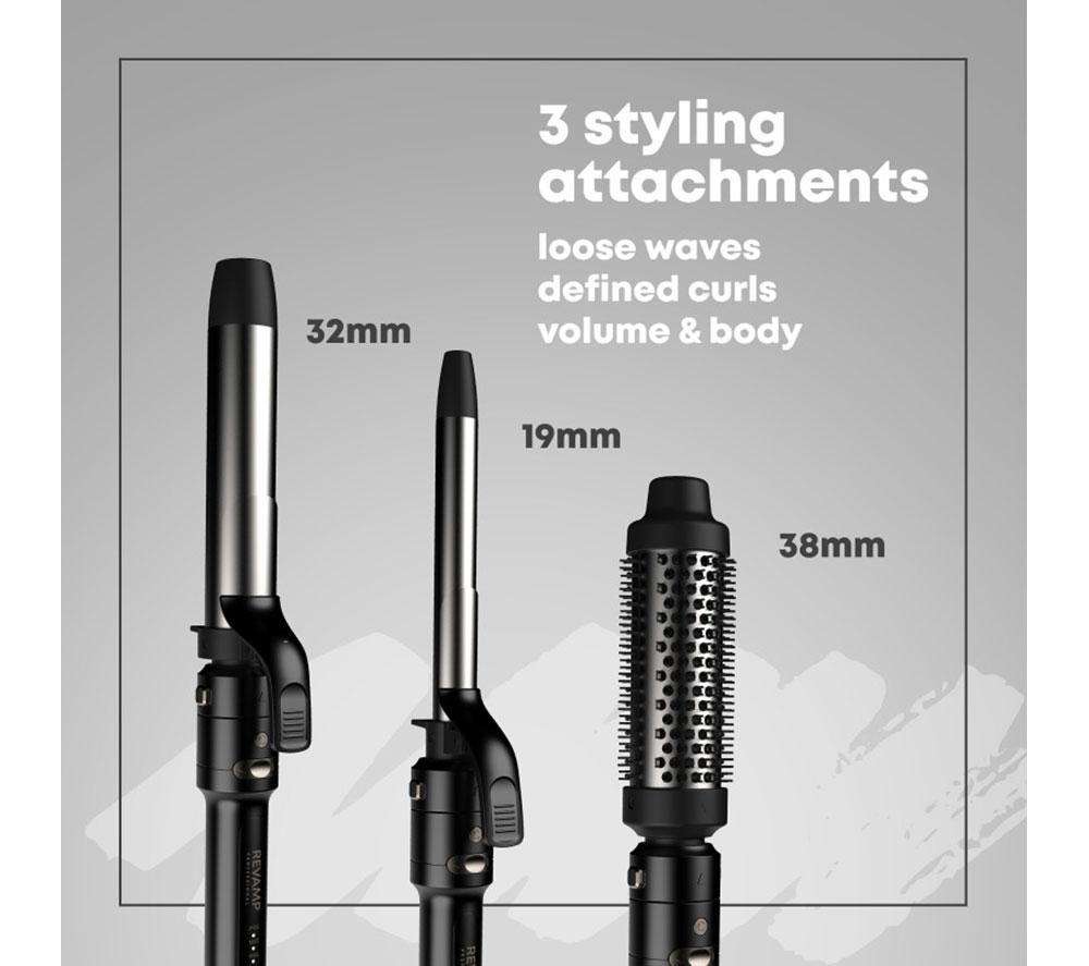 REVAMP Multi Style Revolve 3-in-1 Rotating Hair Styler - Black & Gold image number 2 of 8