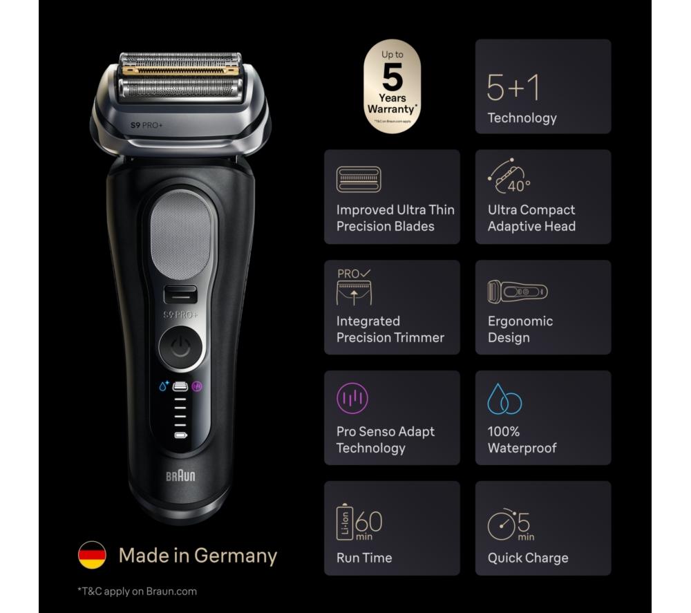 BRAUN Series 9 Pro+ 9670cc Wet & Dry Electric Shaver - Black image number 8 of 8