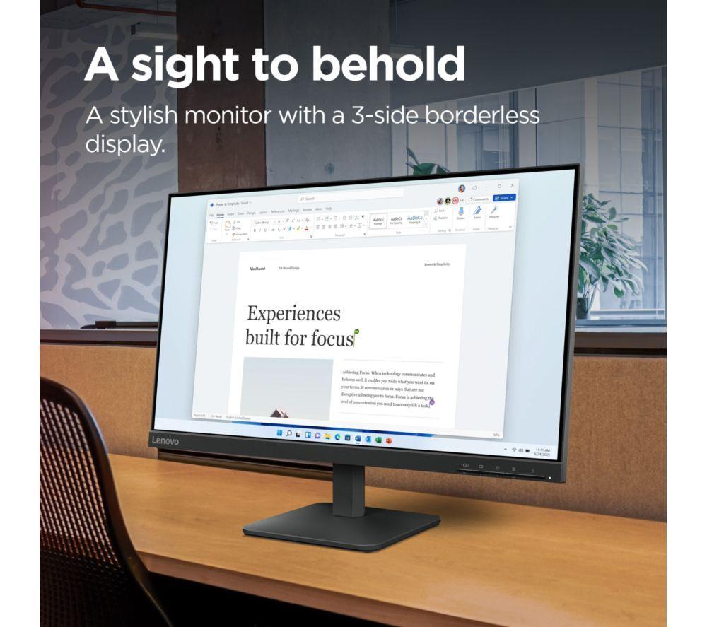 LENOVO L24-4e Full HD 23.8" IPS Monitor - Raven Black image number 2 of 7
