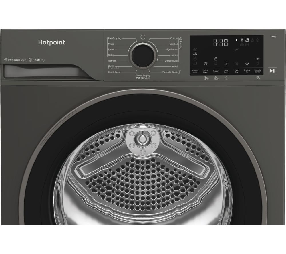 HOTPOINT FabricCare C HD 94M GBS UK WiFi-enabled 9 kg Heat Pump Tumble Dryer - Manhattan Grey image number 3 of 13