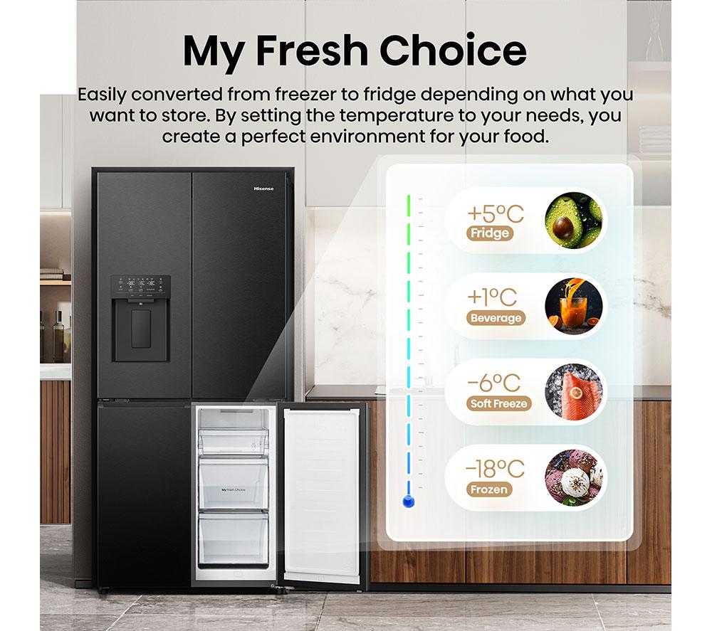 HISENSE PureFlat Slim RQ5P470SYFD Fridge Freezer - Black image number 12 of 13