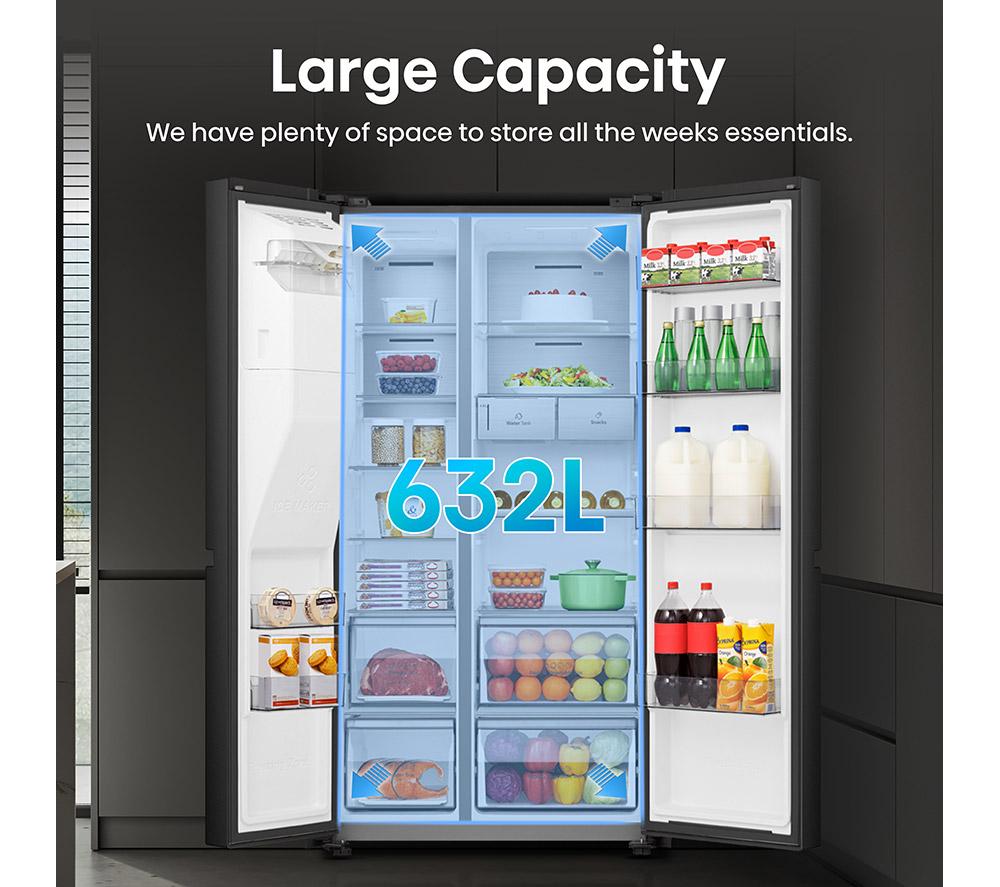 HISENSE PureFlat Infinite RS818N4TFC American-Style Smart Fridge Freezer - Black image number 7 of 12