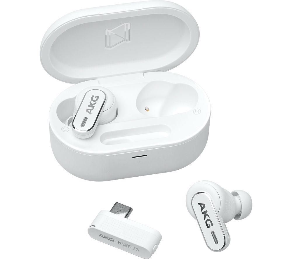AKG N5 Hybrid Wireless Bluetooth Noise-Cancelling Earbuds - White image number 3 of 9